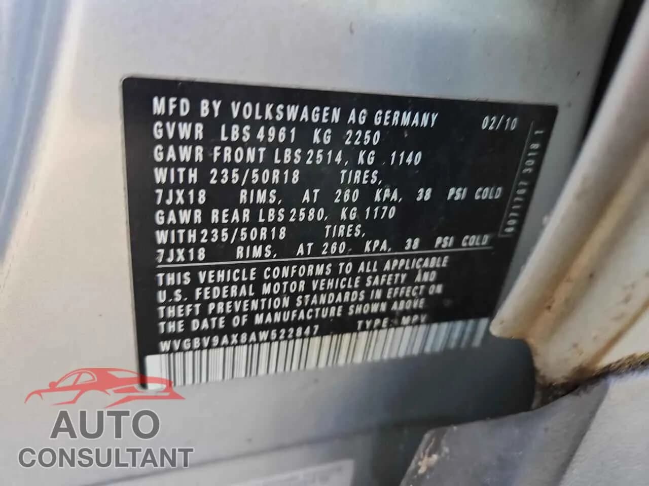 2010 VOLKSWAGEN TIGUAN Used VIN WVGBV9AX8AW522847 – photo 13 2010 VOLKSWAGEN TIGUAN Used VIN WVGBV9AX8AW522847 – photo 13