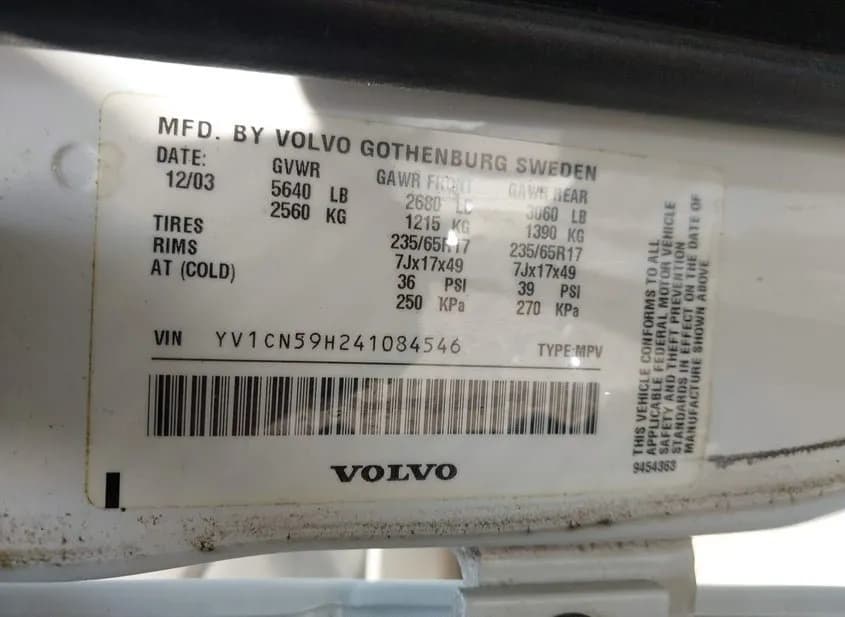 2004 VOLVO XC90 Used VIN YV1CN59H241084546 – front exterior 2004 VOLVO XC90 Used VIN YV1CN59H241084546 – front exterior