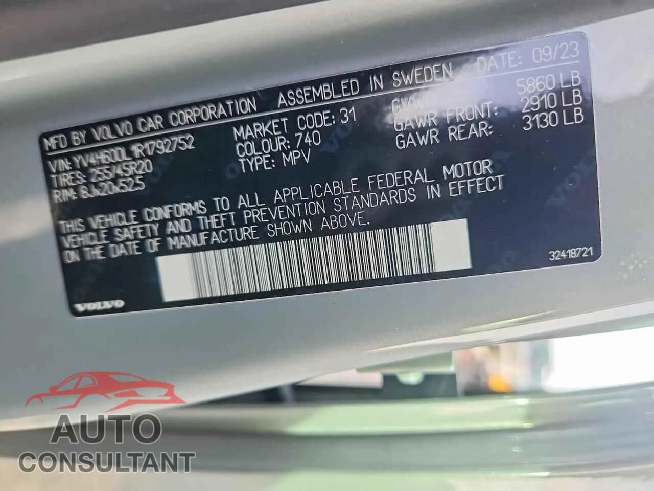 2024 VOLVO XC60 PLUS Damaged VIN YV4H60DL1R1792752 – photo 14 2024 VOLVO XC60 PLUS Damaged VIN YV4H60DL1R1792752 – photo 14