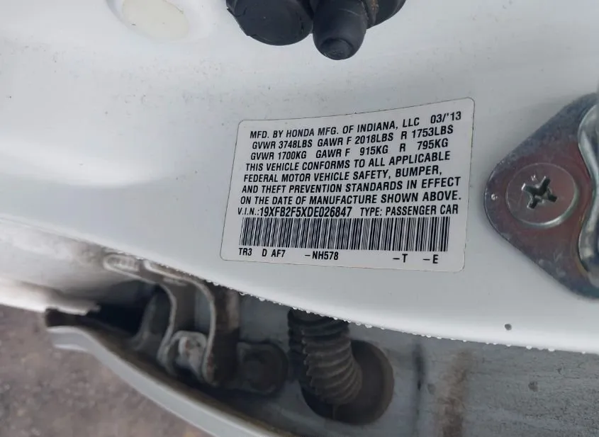 2013 HONDA Civic Used VIN 19XFB2F5XDE026847 – photo 12