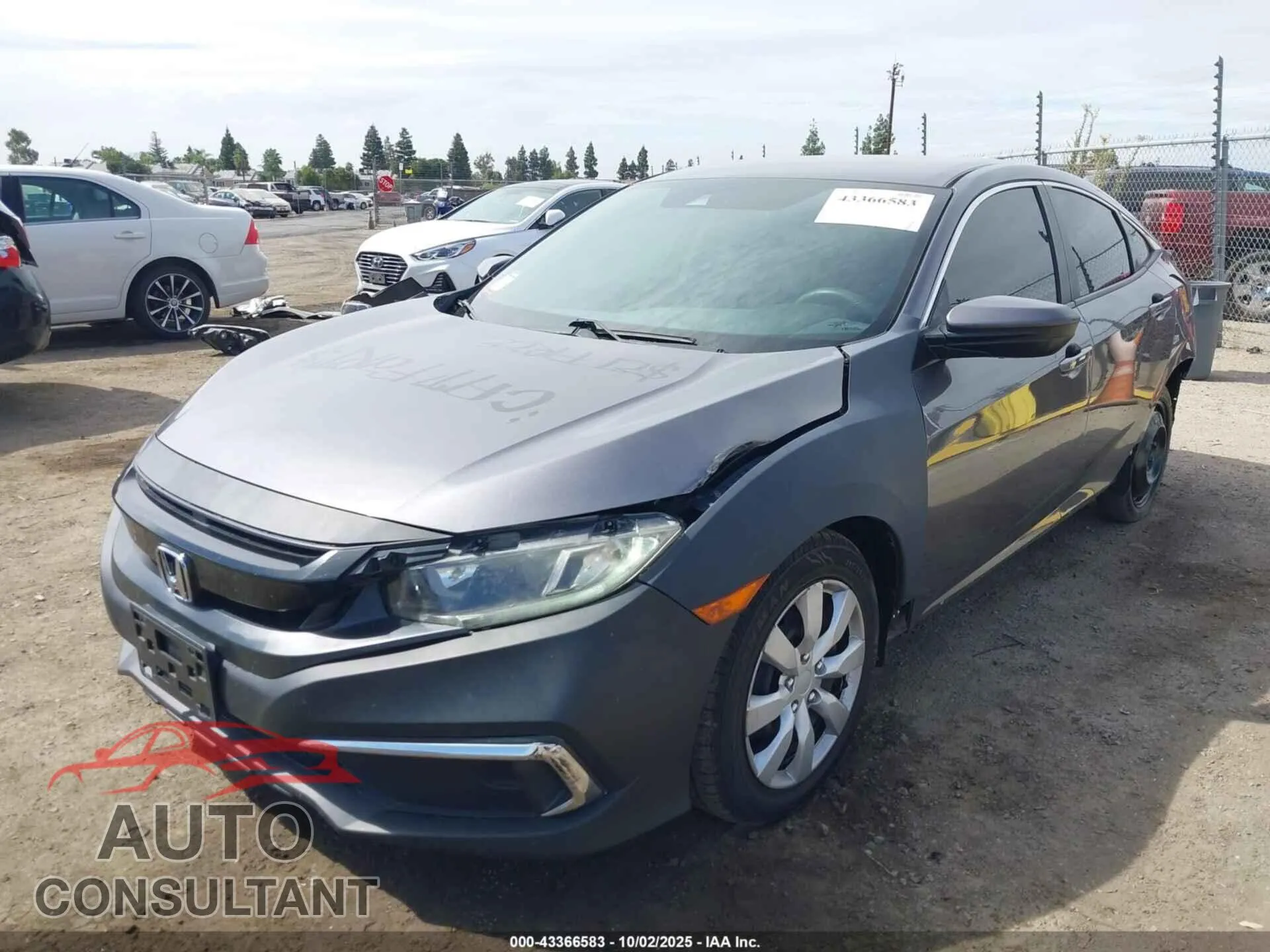 2019 HONDA CIVIC Damaged VIN 19XFC2F61KE208424 – rear exterior