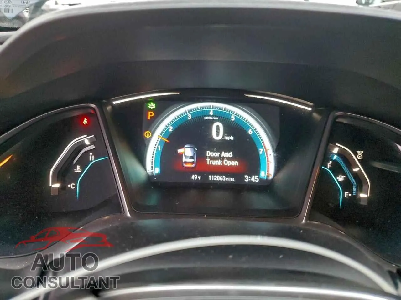 2016 HONDA CIVIC Damaged VIN 19XFC2F74GE041573 – trunk area