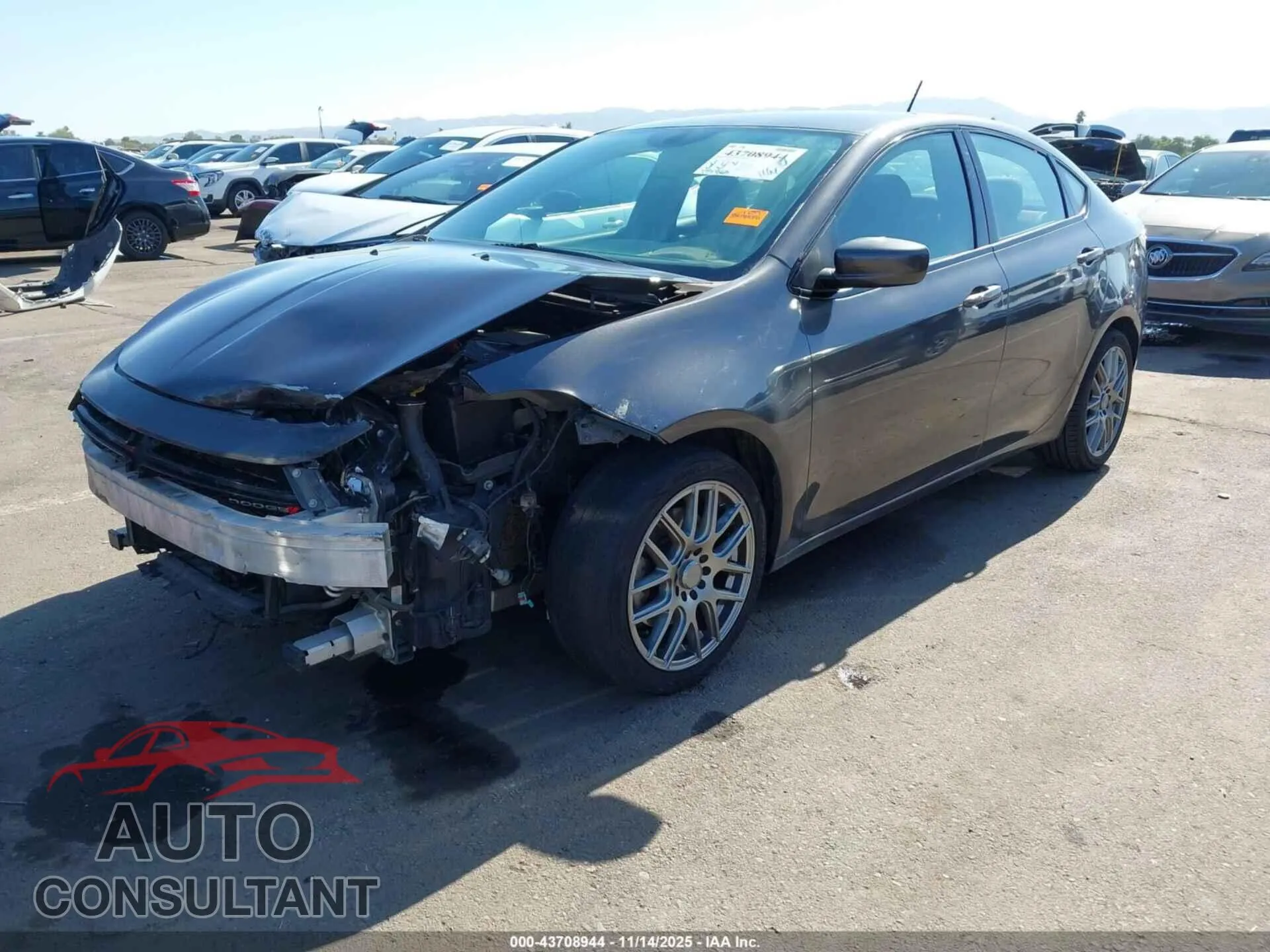 2014 DODGE DART Damaged VIN 1C3CDFBB5ED877672 – engine bay