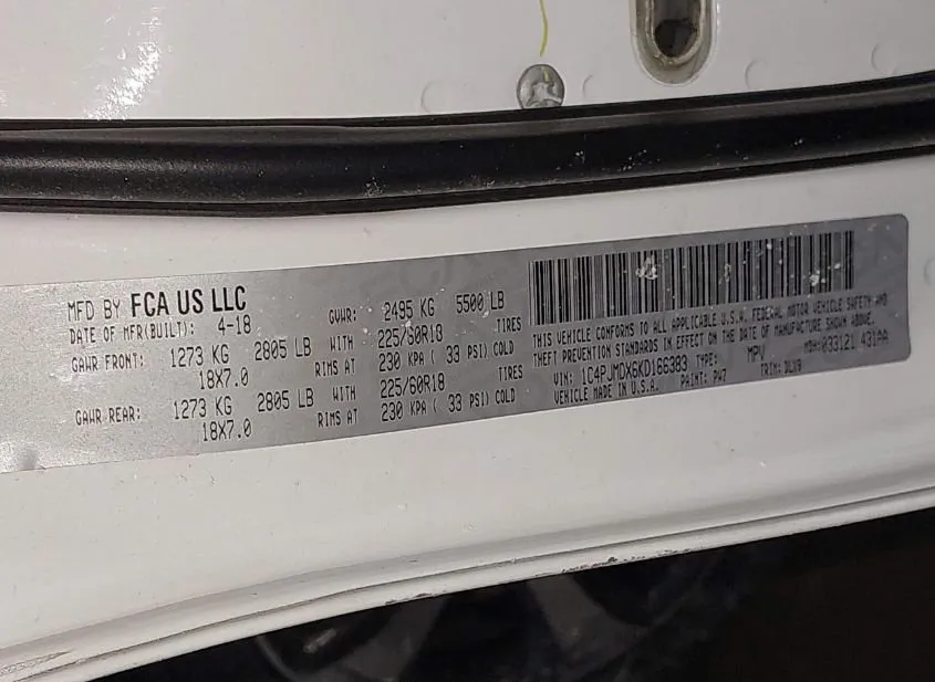 2019 JEEP Cherokee Used VIN 1C4PJMDX6KD166383 – rear exterior
