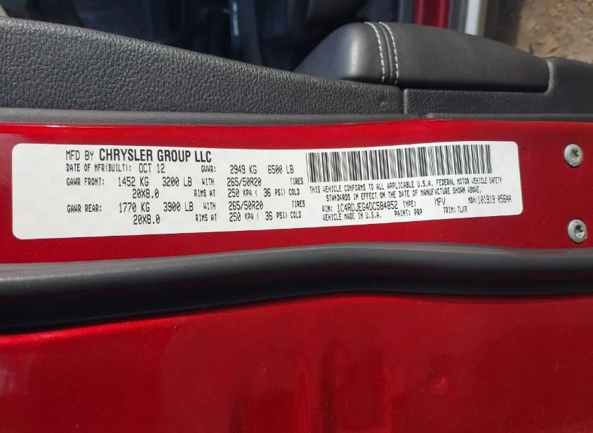 2013 DODGE Durango Used VIN 1C4RDJEG4DC584852 – interior seats 2013 DODGE Durango Used VIN 1C4RDJEG4DC584852 – interior seats
