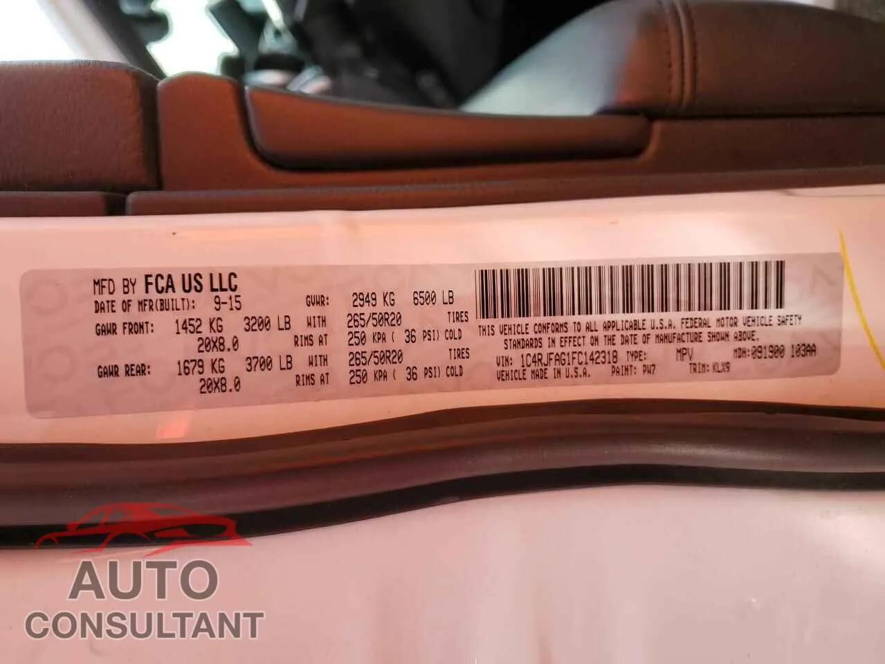 2015 JEEP GRAND CHER Damaged VIN 1C4RJFAG1FC142318 – photo 13