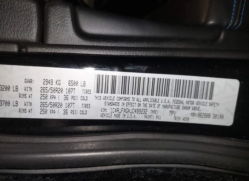 2018 JEEP Grand Cherokee Used VIN 1C4RJFAGXJC499232 – rear exterior