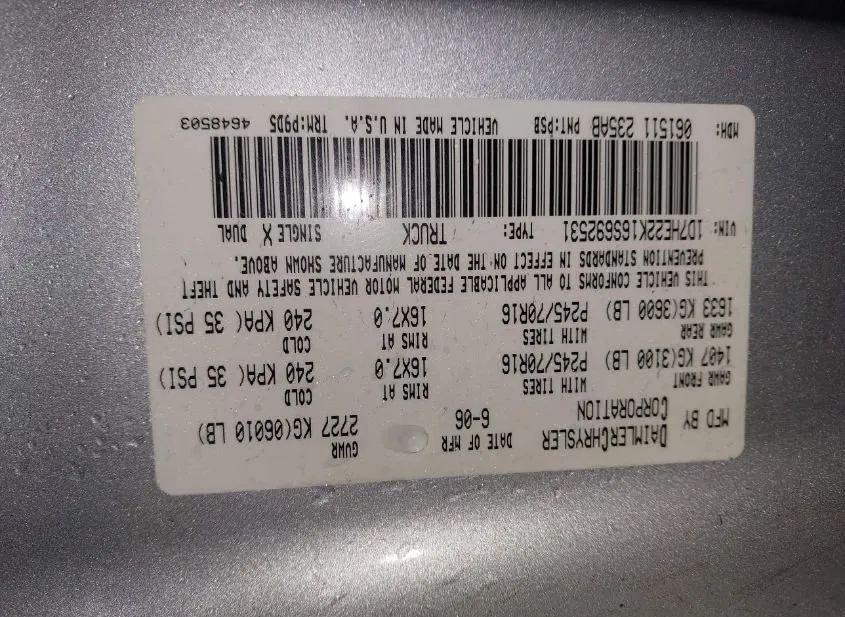 2006 DODGE Dakota Used VIN 1D7HE22K16S692531 – photo 12