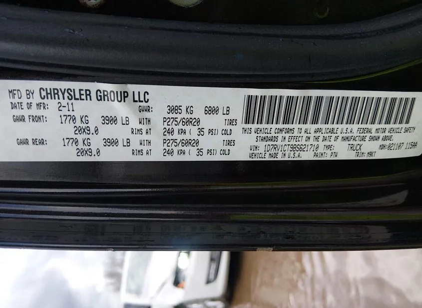 2011 DODGE Ram Used VIN 1D7RV1CT9BS621710 – interior seats