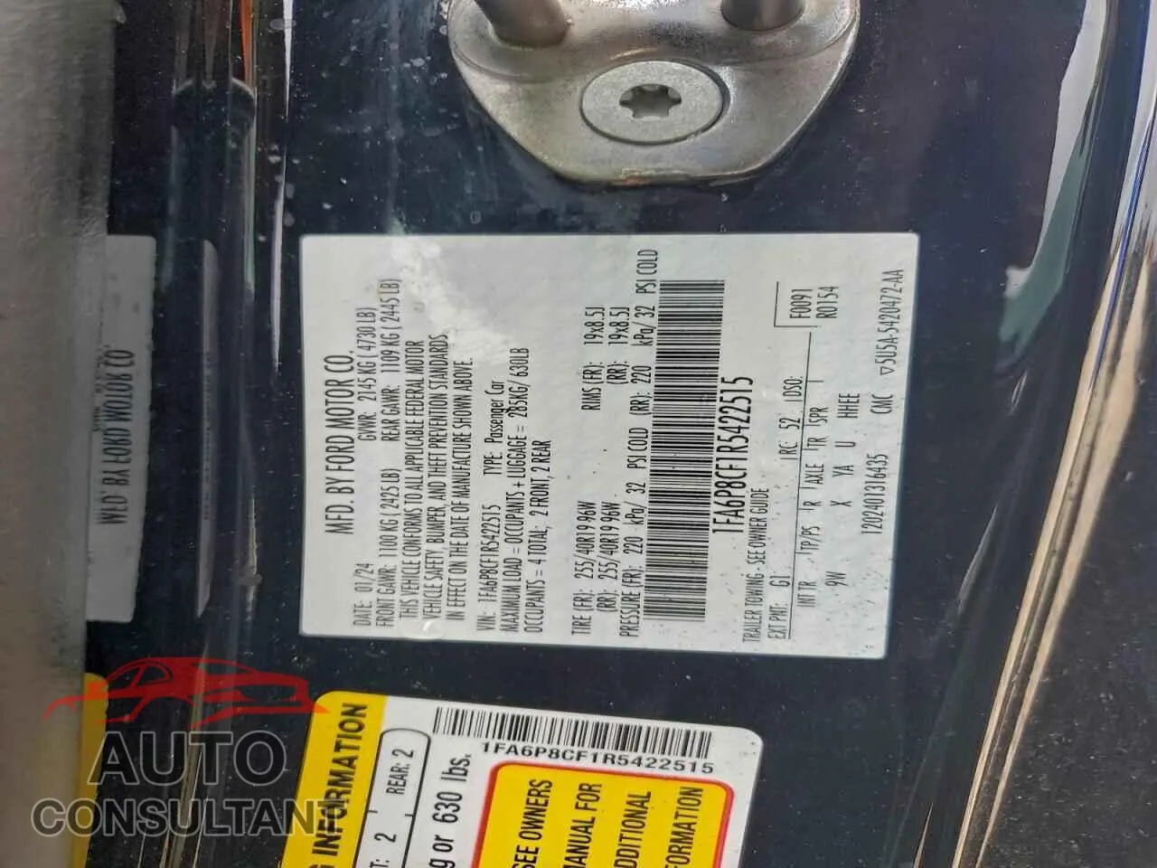 2024 FORD MUSTANG Damaged VIN 1FA6P8CF1R5422515 – photo 12