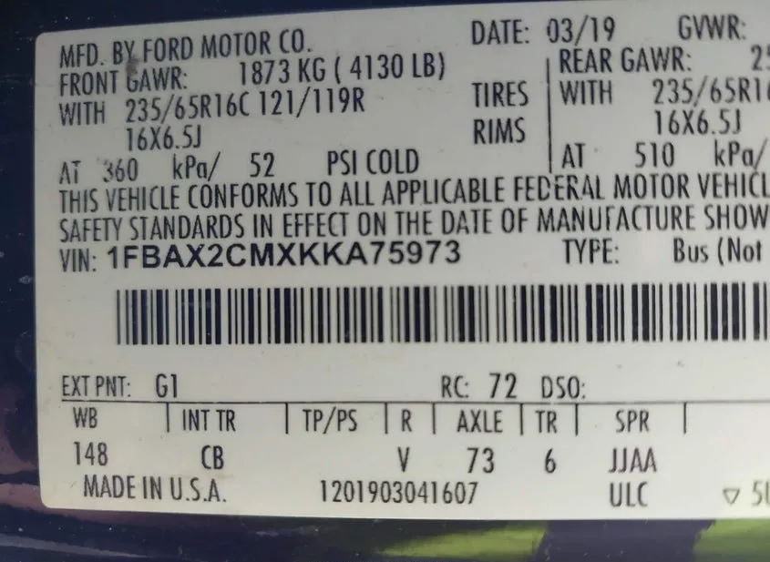 2019 FORD Transit Used VIN 1FBAX2CMXKKA75973 – photo 12