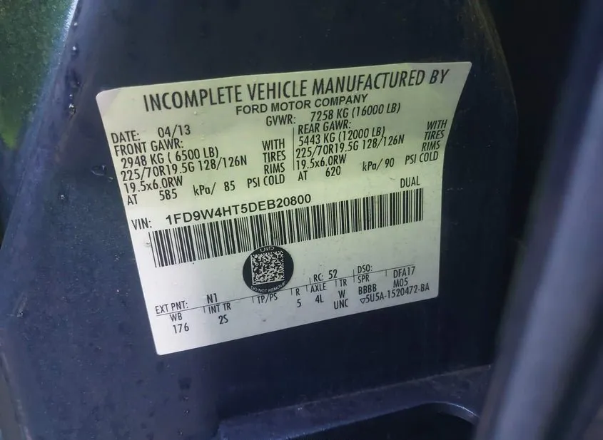 2013 FORD F-450 Used VIN 1FD9W4HT5DEB20800 – dashboard
