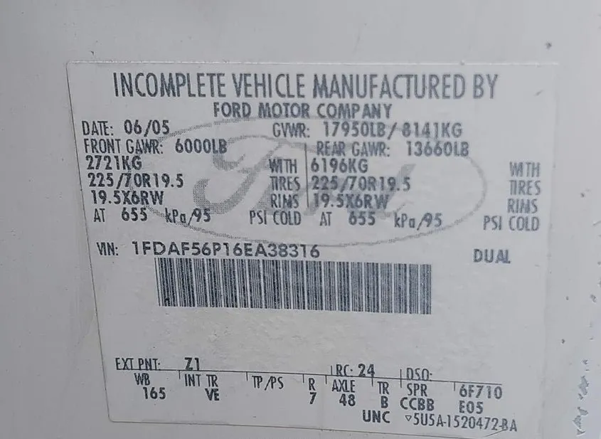 2006 FORD F-550 Used VIN 1FDAF56P16EA38316 – exterior detail
