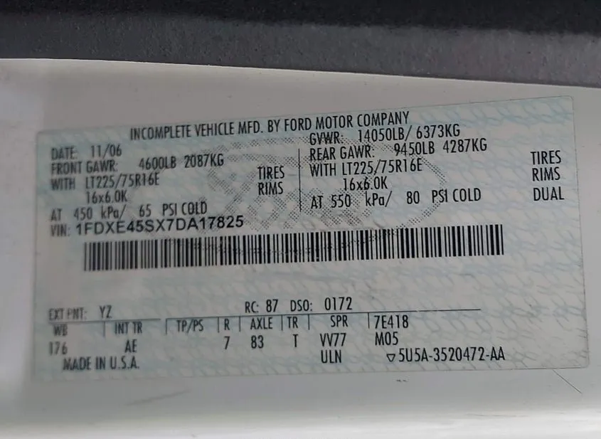 2007 FORD E-450 Used VIN 1FDXE45SX7DA17825 – exterior detail