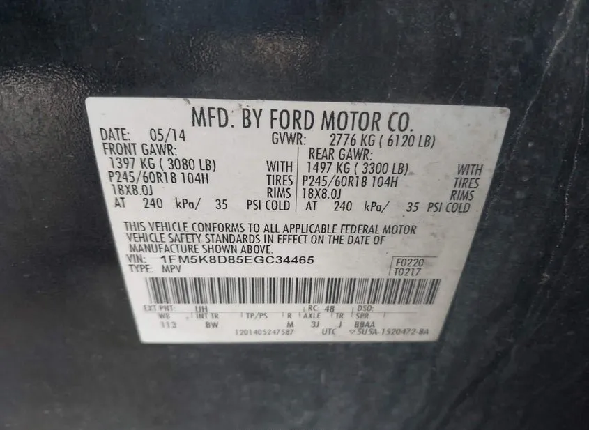 2014 FORD Explorer Used VIN 1FM5K8D85EGC34465 – rear exterior