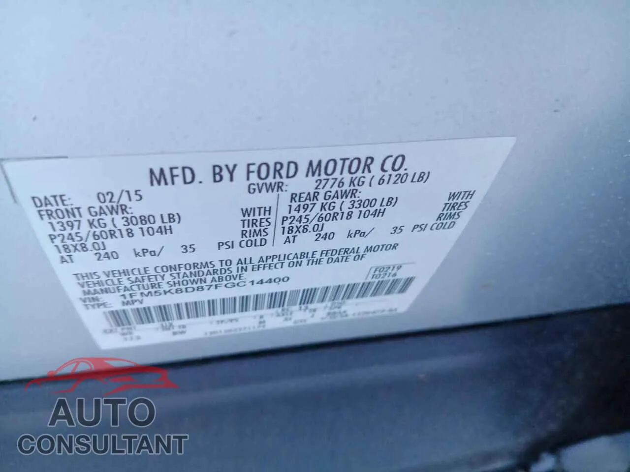 2015 FORD EXPLORER Used VIN 1FM5K8D87FGC14400 – photo 12