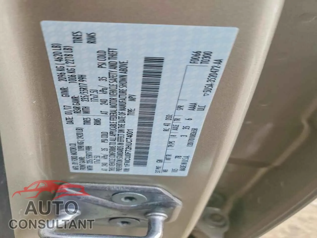 2017 FORD ESCAPE Damaged VIN 1FMCU0F72HUC74001 – photo 13