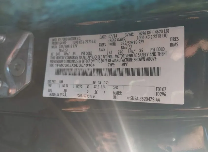 2014 FORD Escape Used VIN 1FMCU0JX6EUE10164 – photo 18