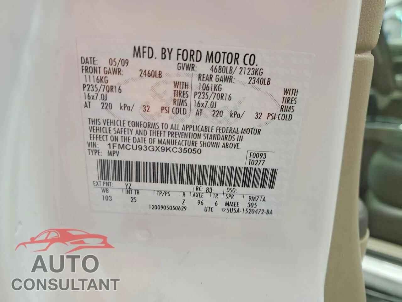 2009 FORD ESCAPE Damaged VIN 1FMCU93GX9KC35050 – photo 13