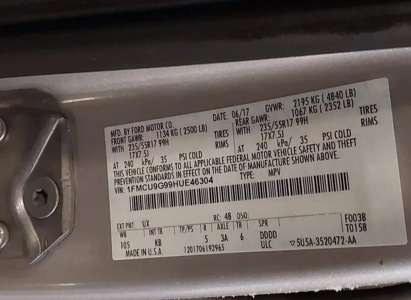 2017 FORD Escape Used VIN 1FMCU9G99HUE46304 – photo 13