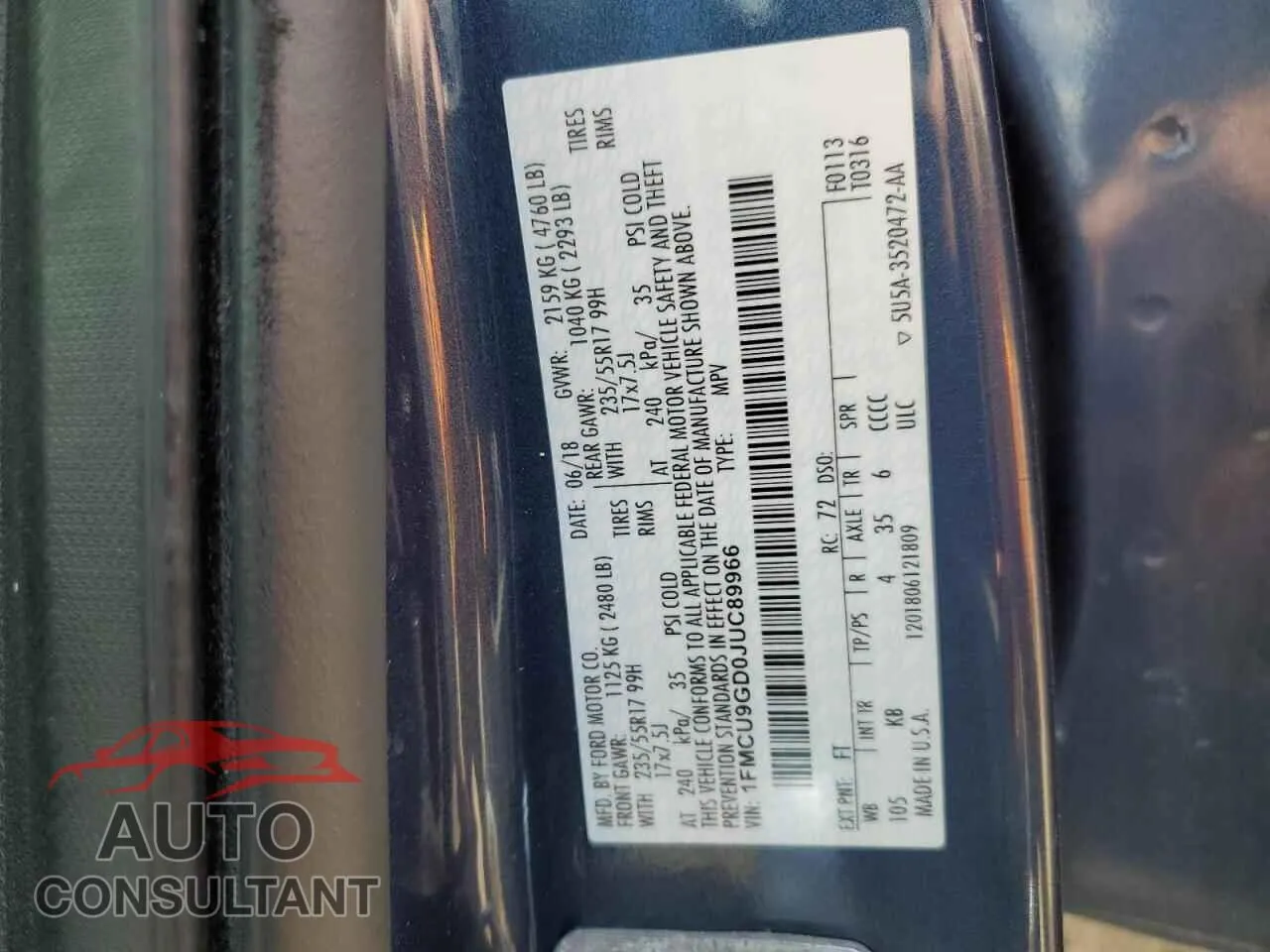 2018 FORD ESCAPE Damaged VIN 1FMCU9GD0JUC89966 – photo 13