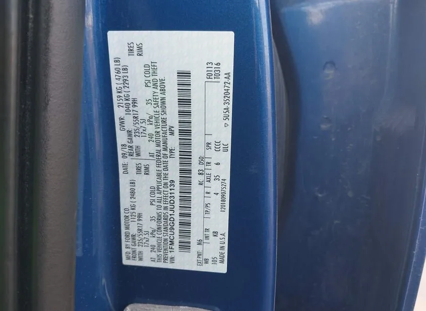 2018 FORD Escape Used VIN 1FMCU9GD1JUD31139 – photo 17