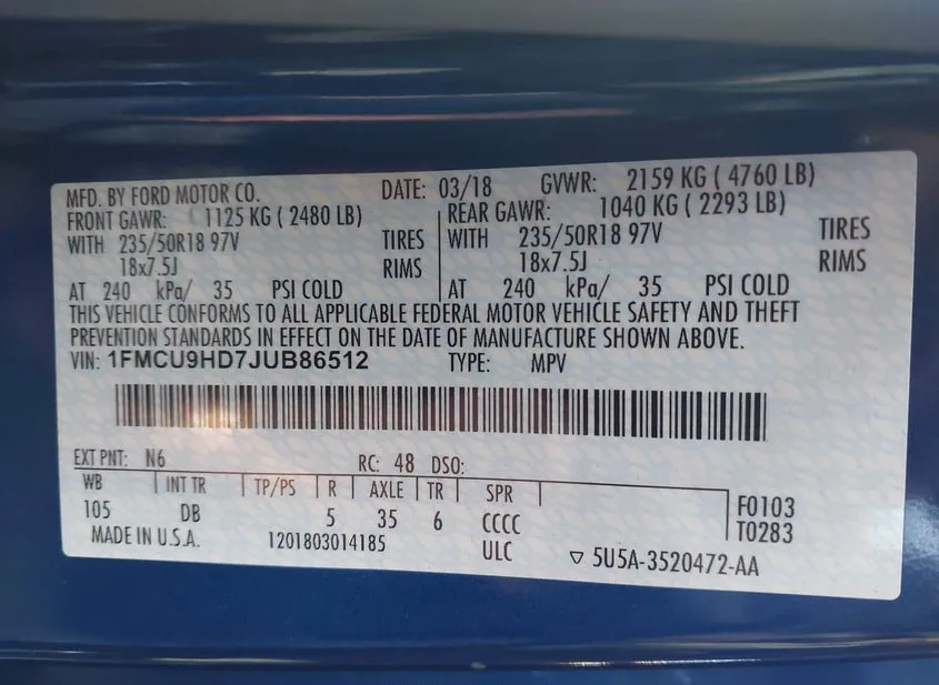 2018 FORD Escape Used VIN 1FMCU9HD7JUB86512 – photo 17