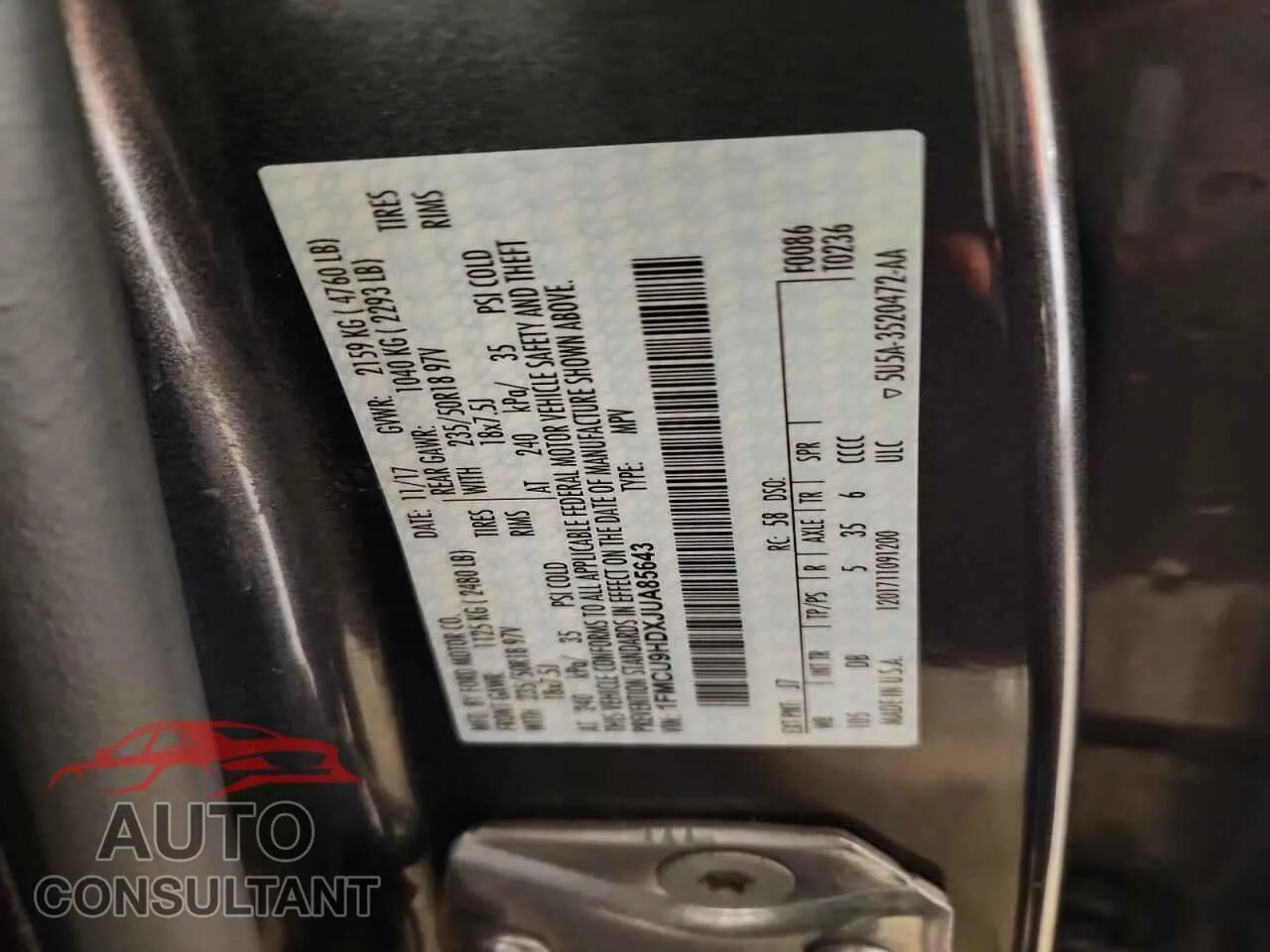 2018 FORD ESCAPE Damaged VIN 1FMCU9HDXJUA85643 – photo 13