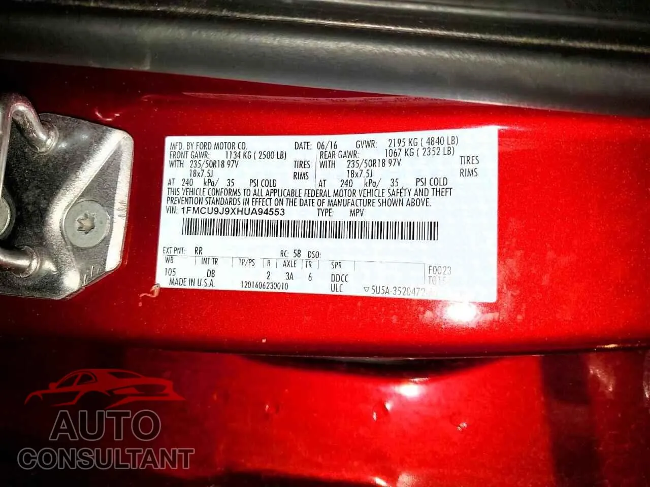 2017 FORD ESCAPE Used VIN 1FMCU9J9XHUA94553 – photo 13