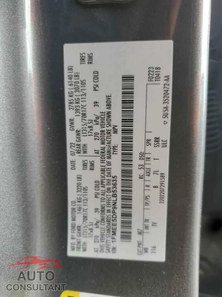 2022 FORD BRONCO Damaged VIN 1FMEE5DP9NLB53635 – photo 13