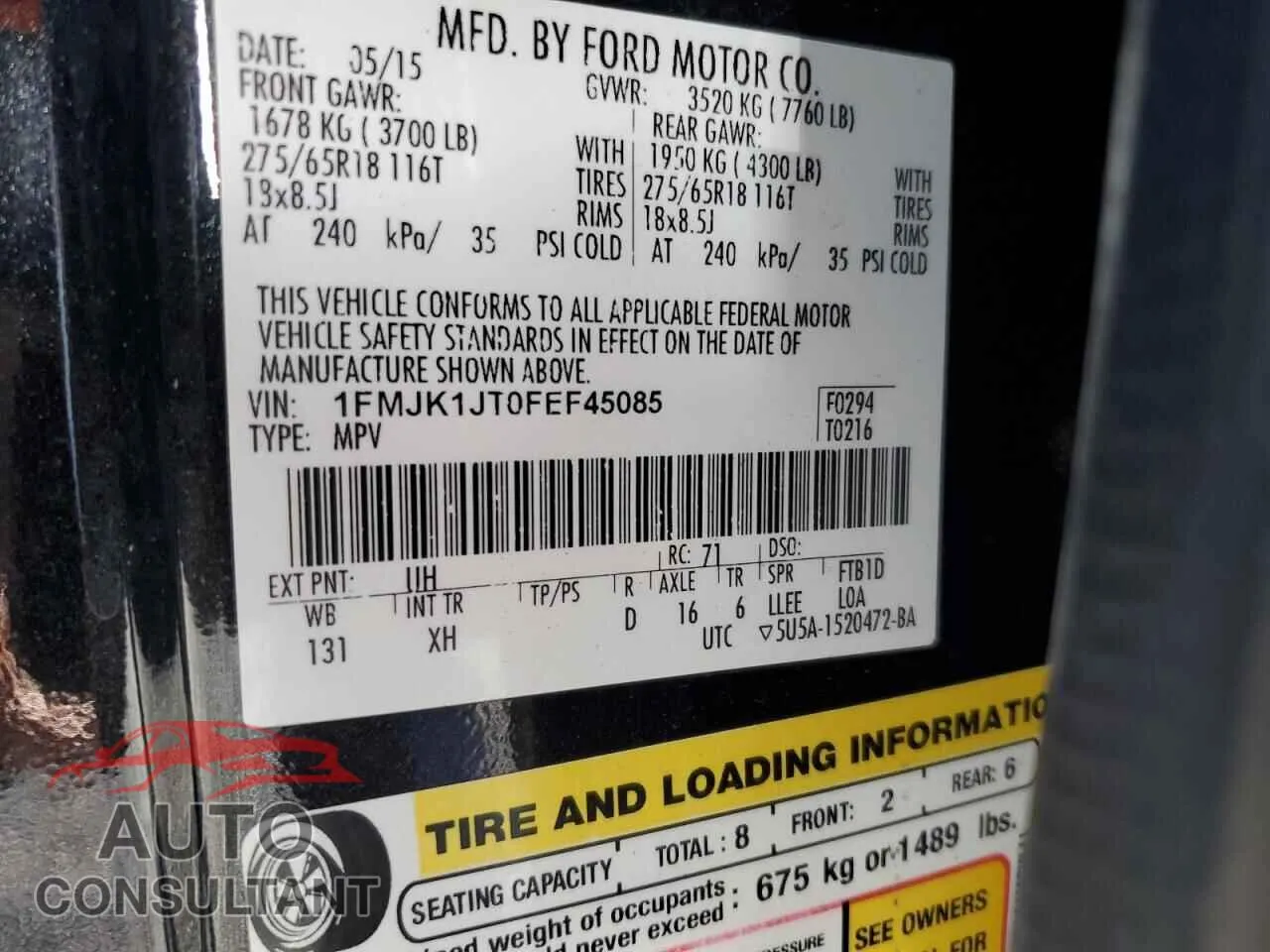 2015 FORD EXPEDITION Damaged VIN 1FMJK1JT0FEF45085 – photo 14