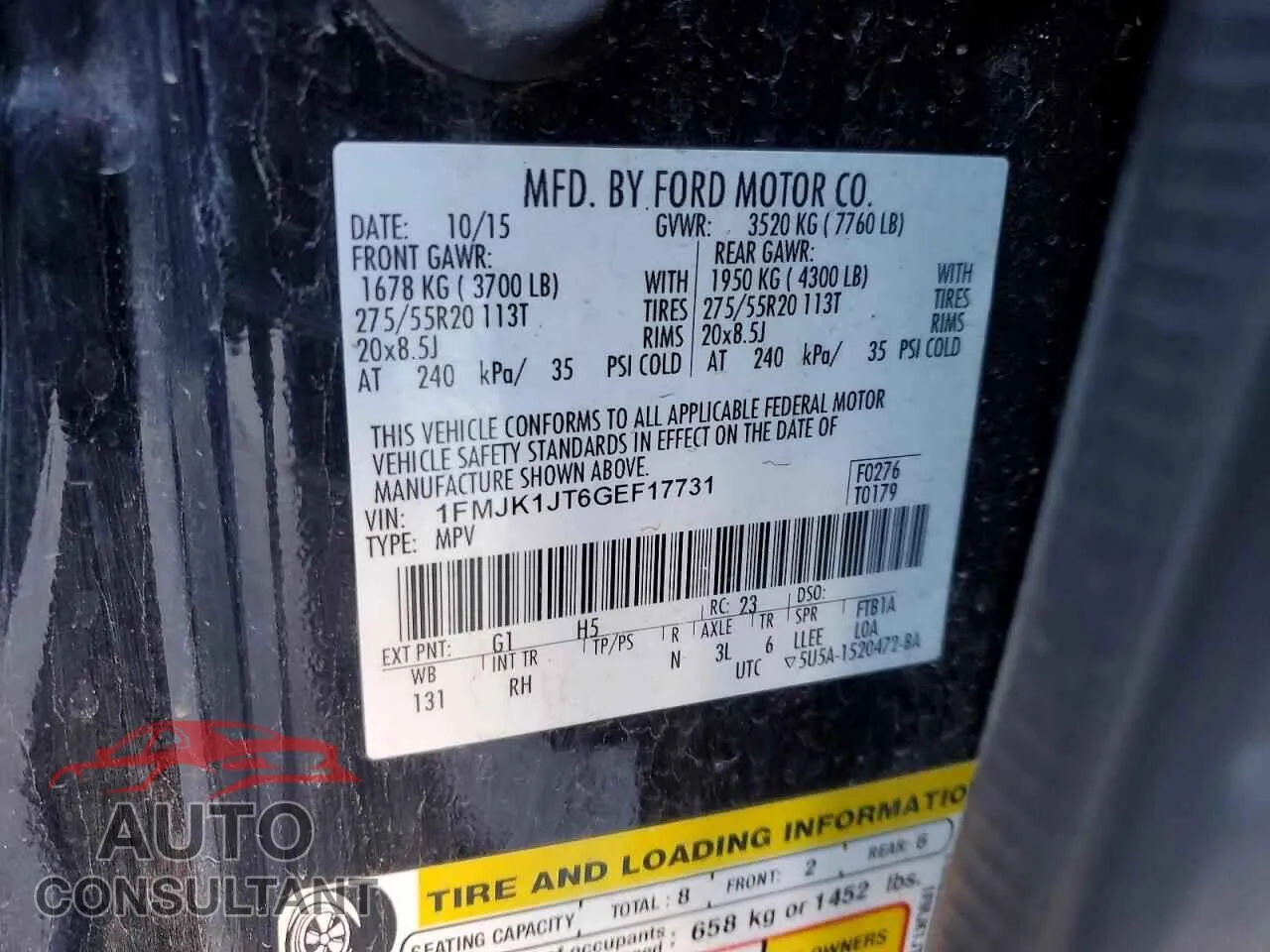 2016 FORD EXPEDITION Damaged VIN 1FMJK1JT6GEF17731 – photo 12