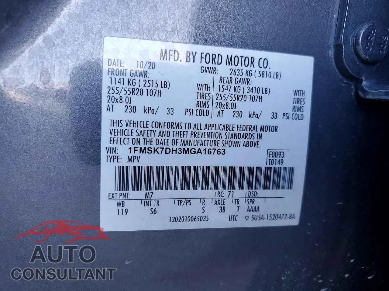 2021 FORD EXPLORER Damaged VIN 1FMSK7DH3MGA16763 – photo 14