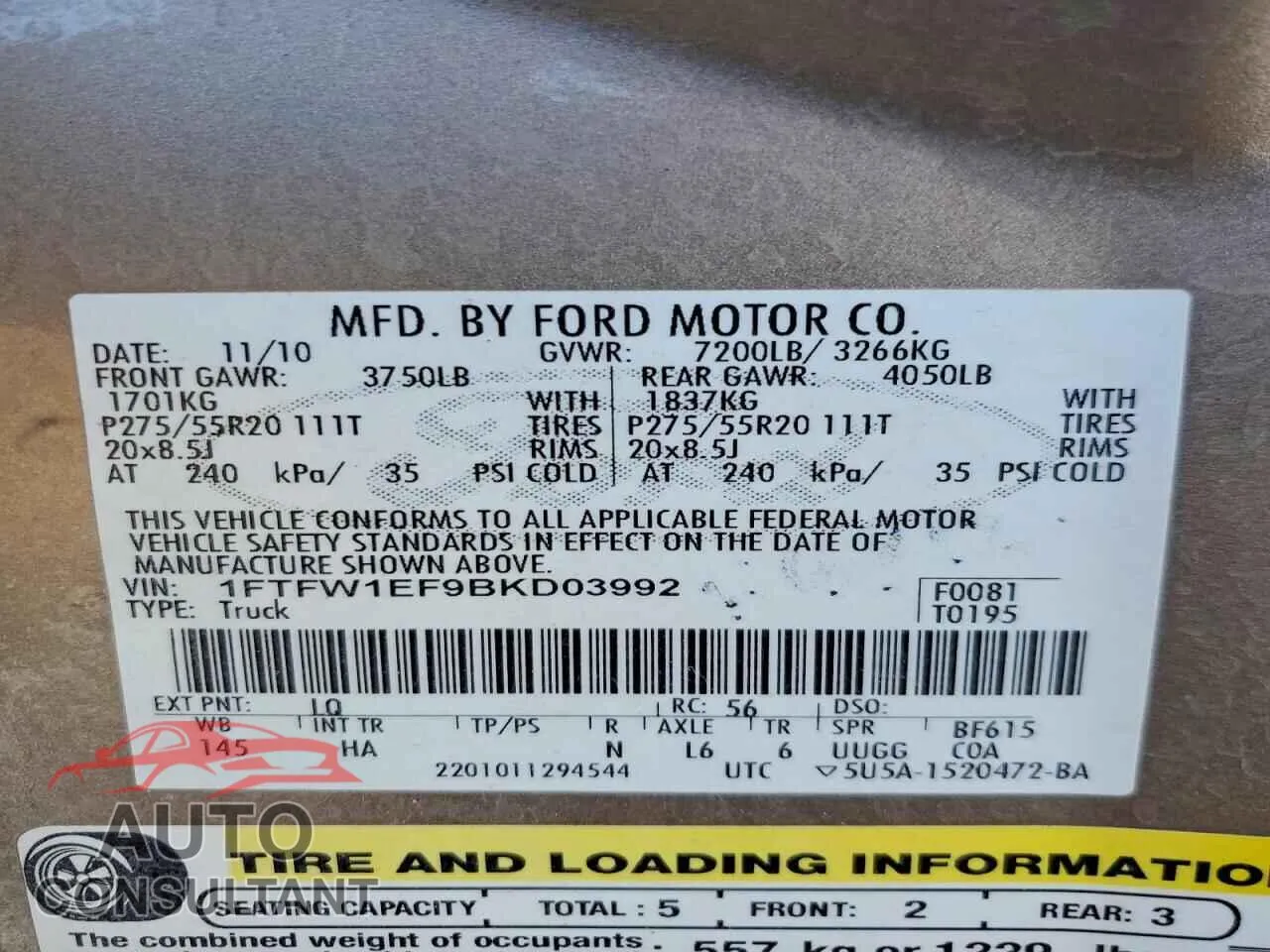 2011 FORD F-150 Damaged VIN 1FTFW1EF9BKD03992 – photo 13