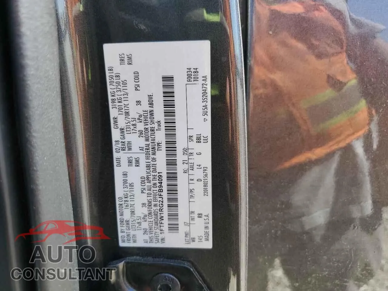 2018 FORD F150 Damaged VIN 1FTFW1RG2JFB94091 – photo 12