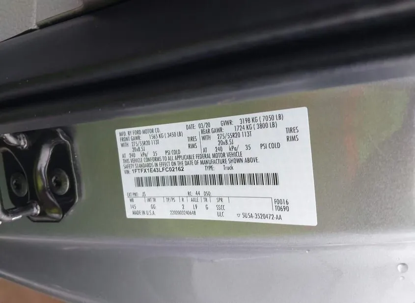 2020 FORD F-150 Used VIN 1FTFX1E43LFC02162 – photo 19