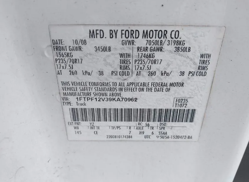 2009 FORD F-150 Used VIN 1FTPF12V39KA70962 – photo 14