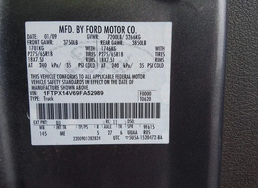 2009 FORD F-150 Used VIN 1FTPX14V69FA52989 – exterior detail