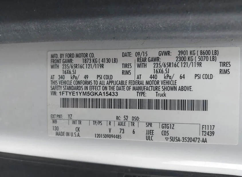 2016 FORD Transit Used VIN 1FTYE1YM5GKA15433 – photo 18