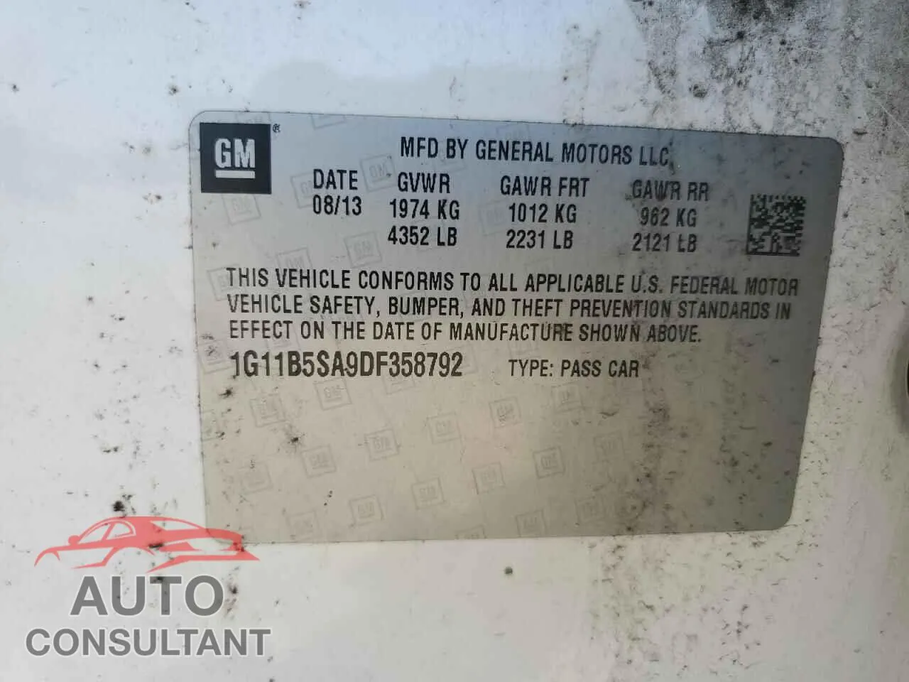 2013 CHEVROLET MALIBU Damaged VIN 1G11B5SA9DF358792 – photo 12