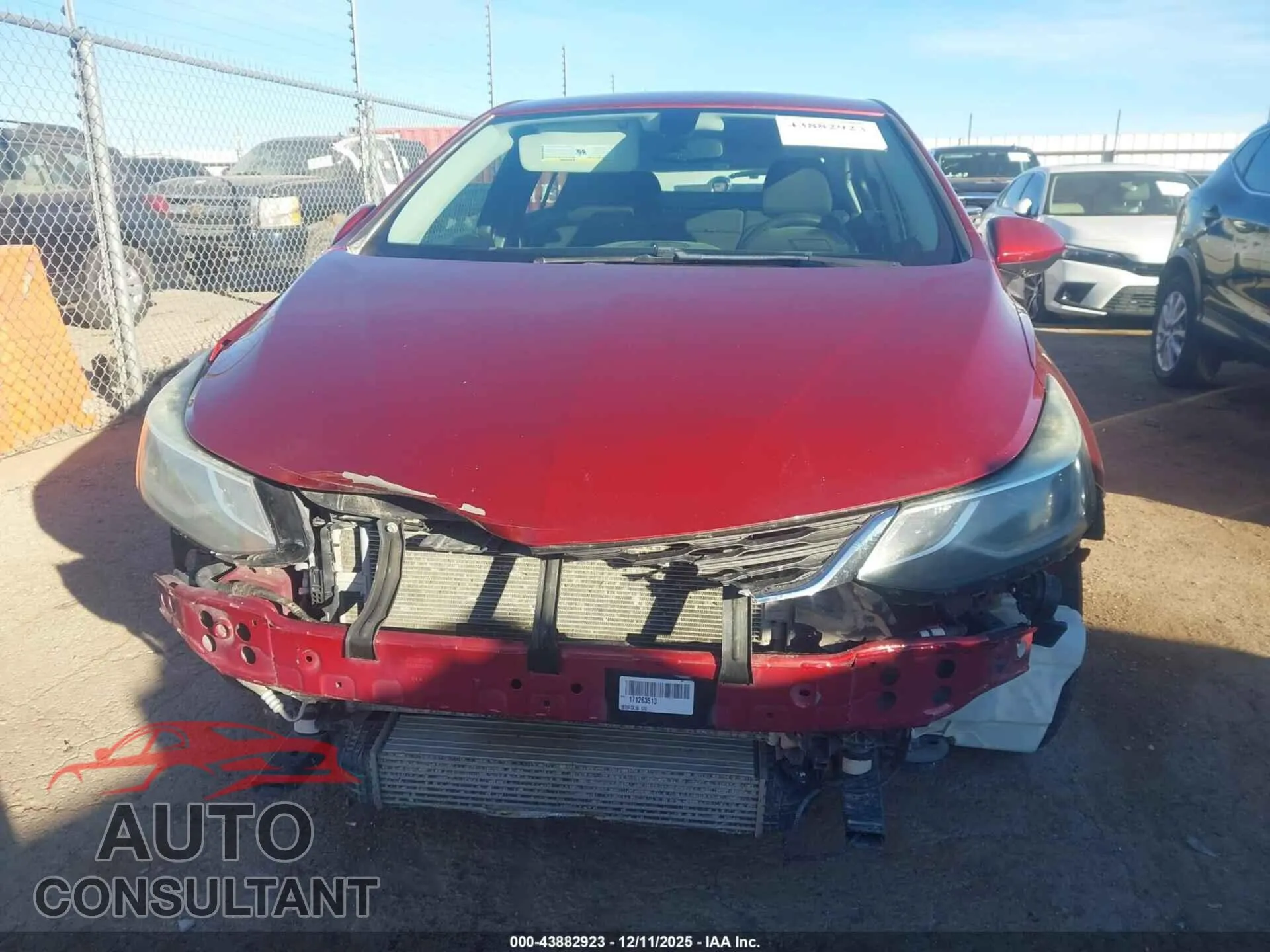 2017 CHEVROLET CRUZE Damaged VIN 1G1BE5SM1H7262077 – engine bay