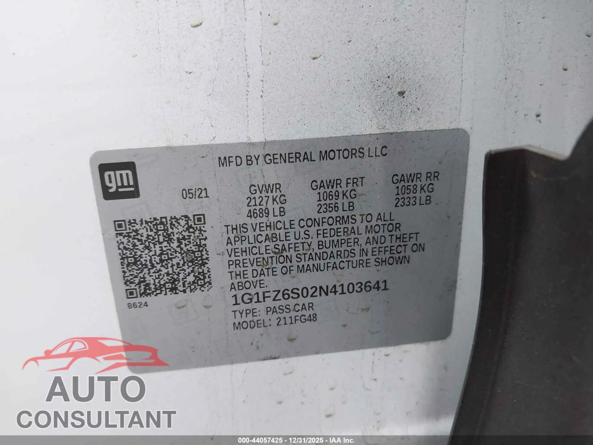 2022 CHEVROLET BOLT EUV Damaged VIN 1G1FZ6S02N4103641 – trunk area