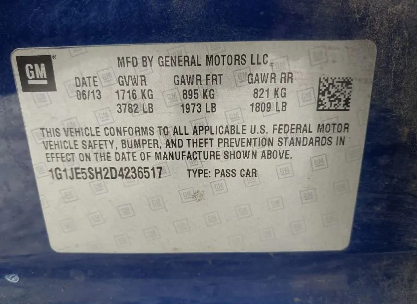 2013 CHEVROLET Sonic Used VIN 1G1JE5SH2D4236517 – photo 12