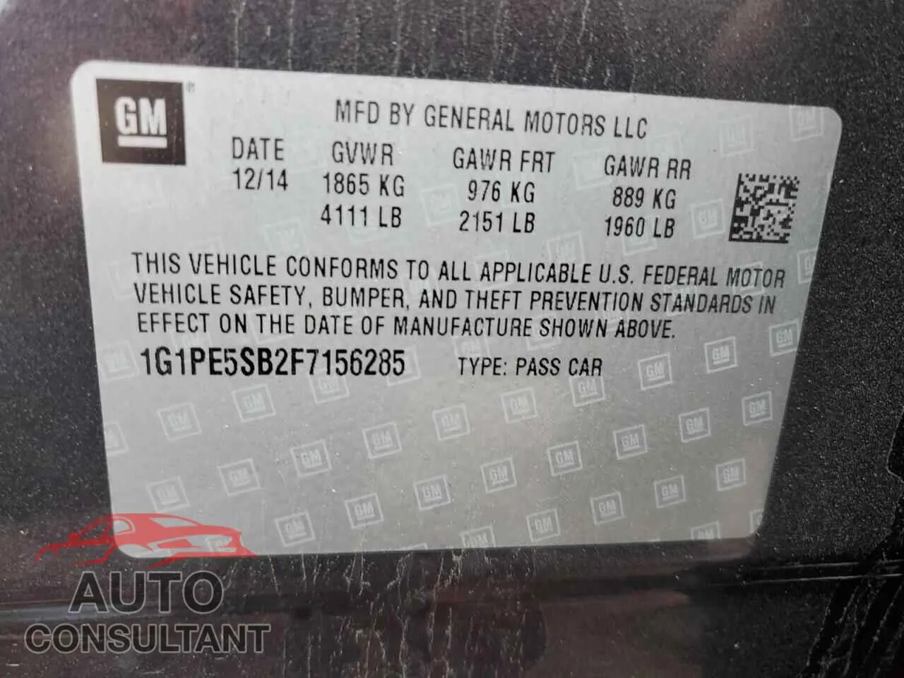 2015 CHEVROLET CRUZE Damaged VIN 1G1PE5SB2F7156285 – photo 13