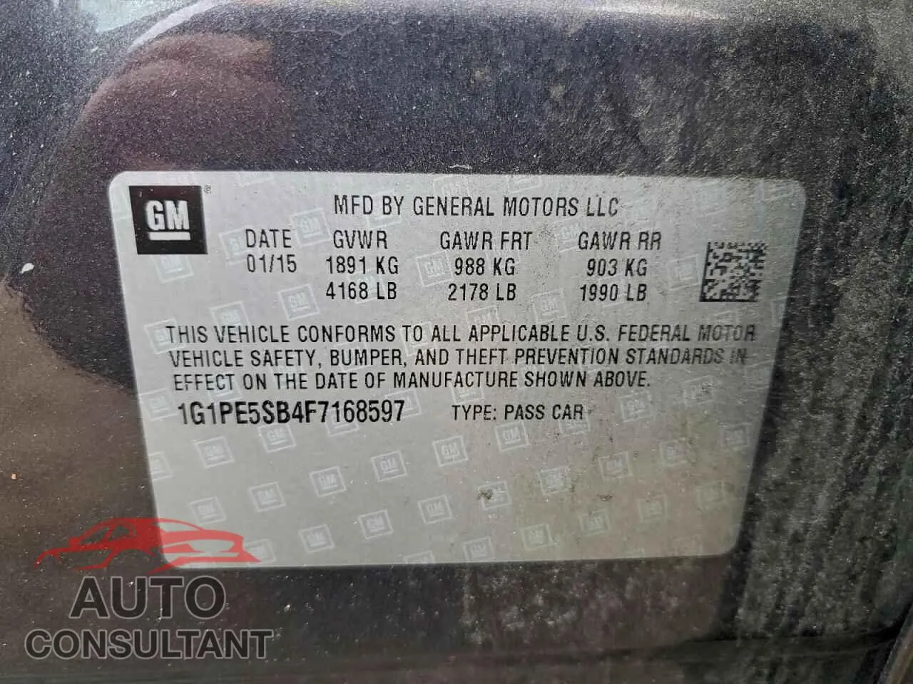 2015 CHEVROLET CRUZE Damaged VIN 1G1PE5SB4F7168597 – photo 12 2015 CHEVROLET CRUZE Damaged VIN 1G1PE5SB4F7168597 – photo 12