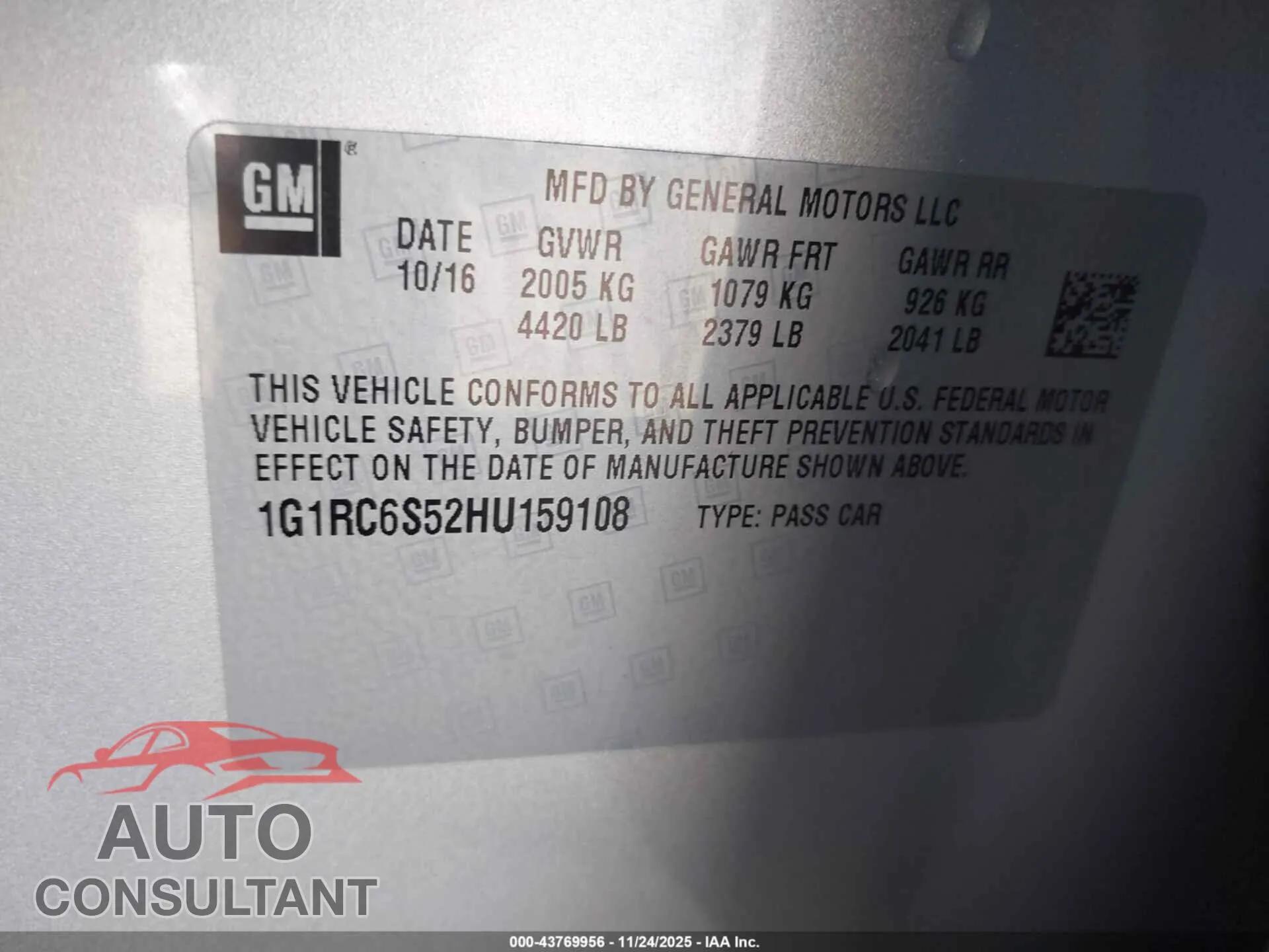 2017 CHEVROLET VOLT Damaged VIN 1G1RC6S52HU159108 – trunk area 2017 CHEVROLET VOLT Damaged VIN 1G1RC6S52HU159108 – trunk area