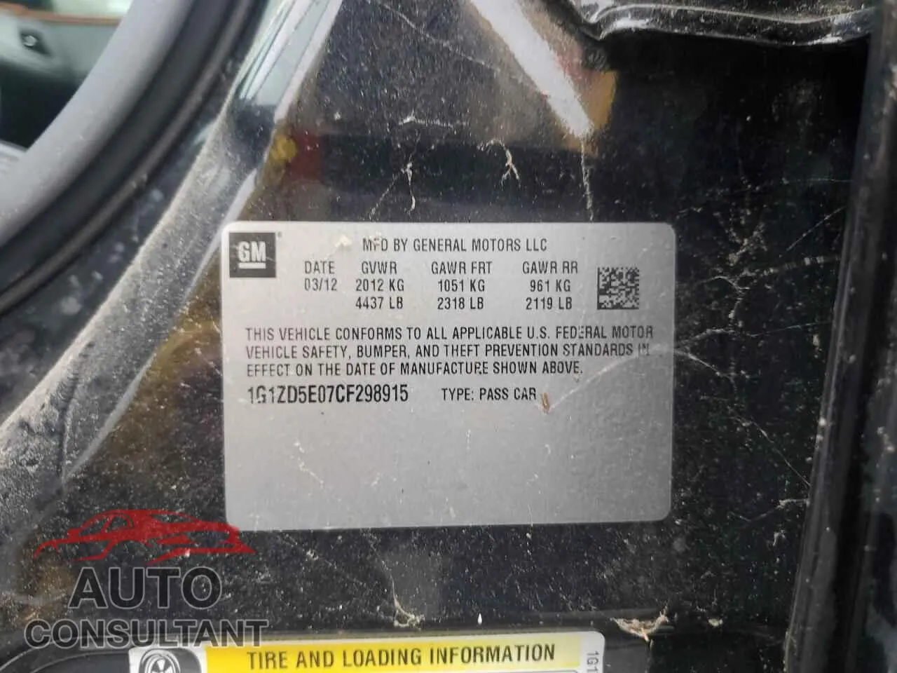 2012 CHEVROLET MALIBU Damaged VIN 1G1ZD5E07CF298915 – photo 12