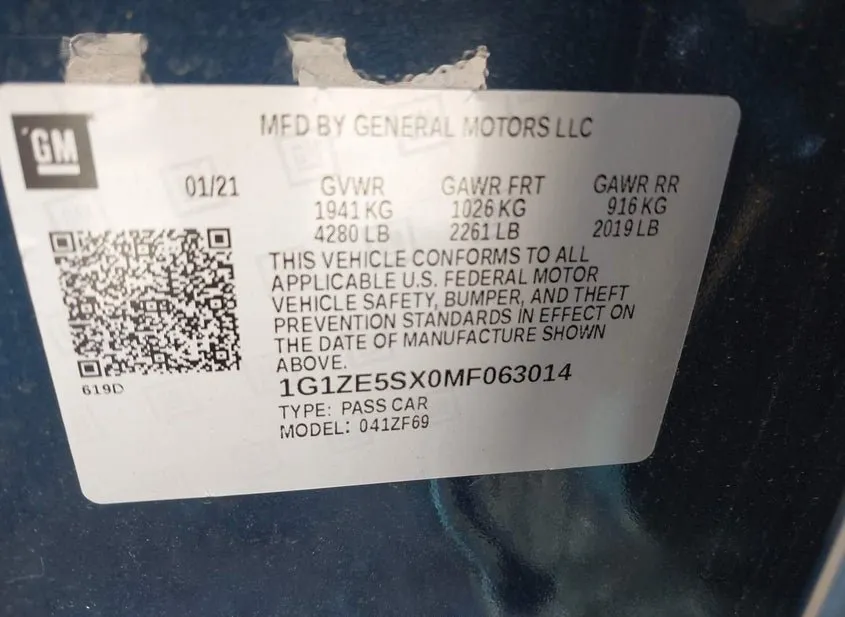 2021 CHEVROLET Malibu Used VIN 1G1ZE5SX0MF063014 – exterior detail