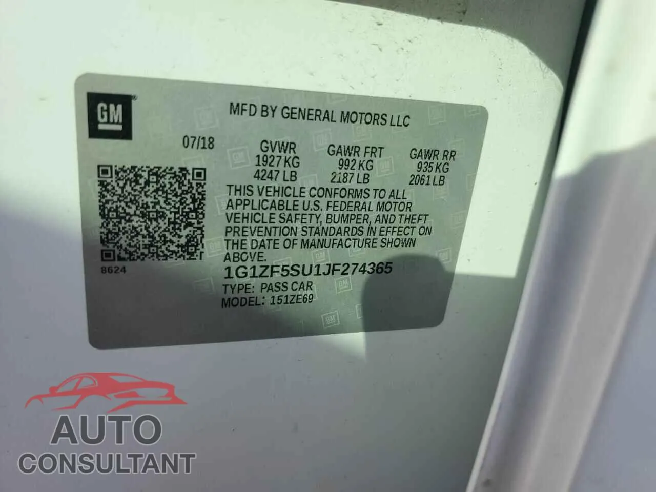 2018 CHEVROLET MALIBU Damaged VIN 1G1ZF5SU1JF274365 – photo 12