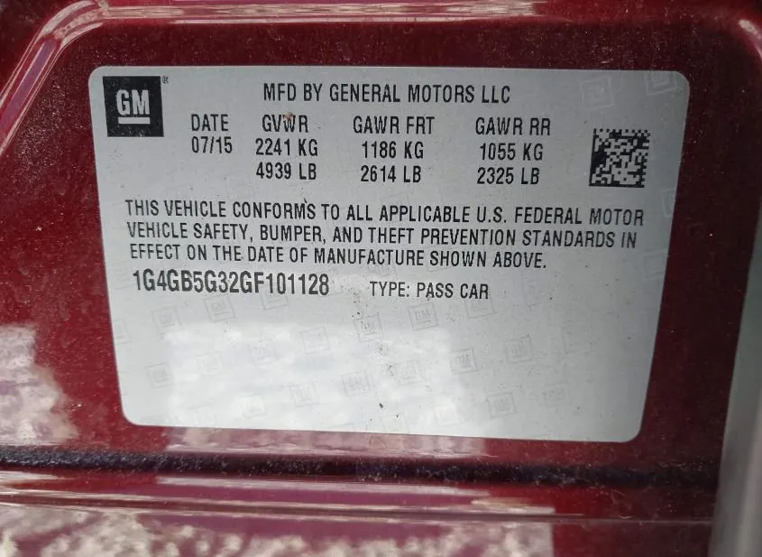 2016 BUICK LaCrosse Used VIN 1G4GB5G32GF101128 – trunk area